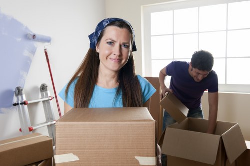 Packed boxes ready for a home move in Finsbury Park