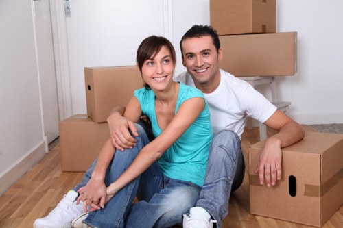 Team organizing belongings during house removals in Finsbury Park