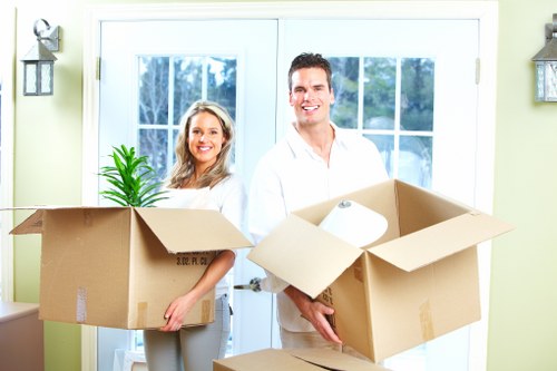 Team handling office items in a mixed-use Finsbury Park property