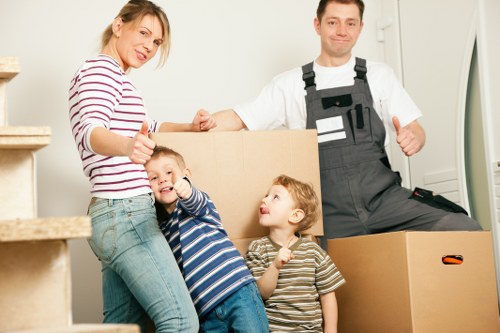Packed boxes and furniture loaded into a moving truck in Finsburypark